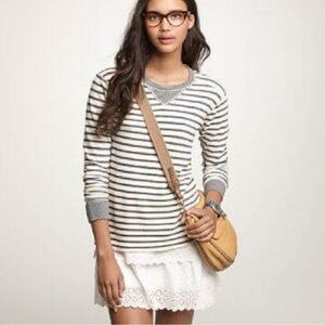 JCREW STRIPED PULLOVER, NAVY/CREAM  Size XS